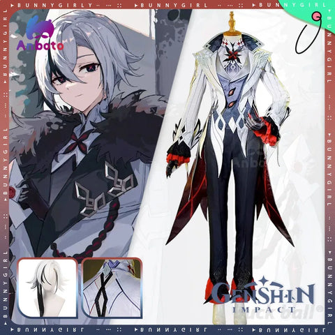 Arlecchino cosplay costume game genshin impact cosplay costume anime Fatui The Knave cosplay wig tuxedo suit Halloween gifts