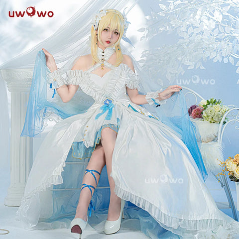 PRE-SALE UWOWO  Bride Lumine Cosplay Game Genshin Impact Fanart Traveler Lumine Costume White Bride Wedding Dress