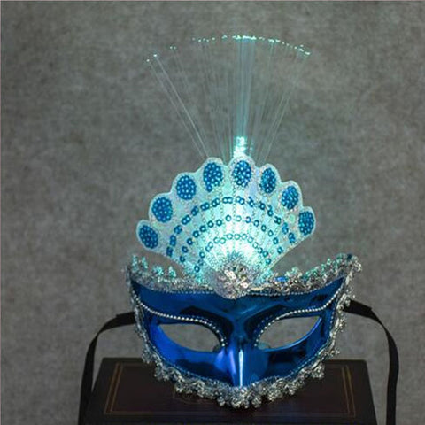 10 Pieces Peacock LED Flashing Fiber Mask Princess  Makeup Ball Dress Party Cosplay Birthday Wedding Decoration  Halloween