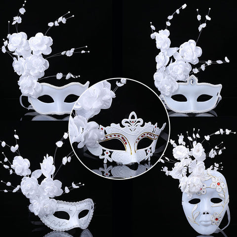 15pcs Women White Flower Bloom Sexy Mask Carnival Party Wedding Christmas Decoration Dress Up Masquerade Ball Venice Lace
