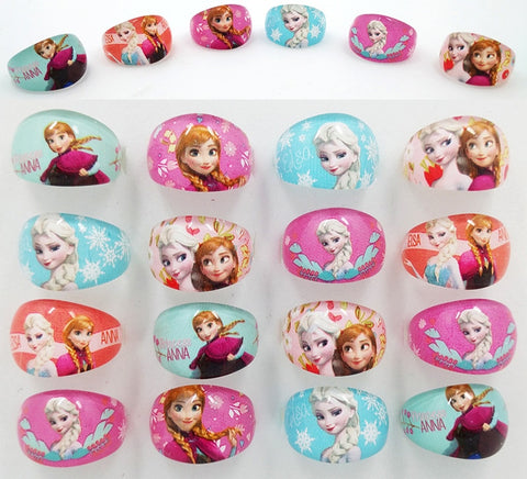 36pcs/lot Disney Frozen Acrylic Snow Princess Elsa Anna Kids Finger Rings Party Supplies Birthday Party Favors Gifts