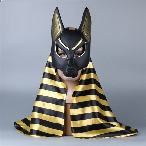 Egyptian Anubis Cosplay Face Mask PVC Creative Canis Wolf Head Jackal Animal Masquerade Props Party Halloween Fancy Dress Ball