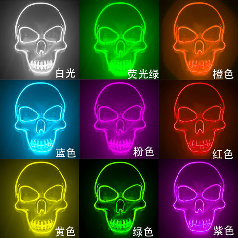 Halloween LED  Horror Streamer Full Face Mask Men And Women Party Ghost Head Ghost Face Clown Horror Glow Mask
