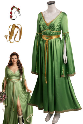 Leia Cosplay Green Wedding Dress Women Costume Space Wars Movie Princess Scoundrel Fancy Dress Carnival Party Clothes Role Play