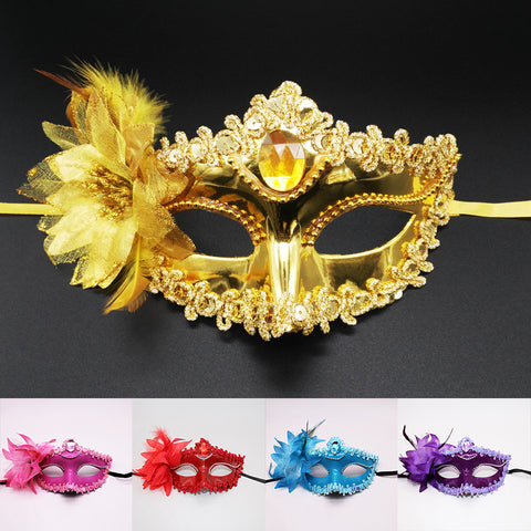 Sexy Diamond Venetian Mask Venice Feather Flower Wedding Carnival Party Performance Purple Costume Sex Lady Mask Masquerade
