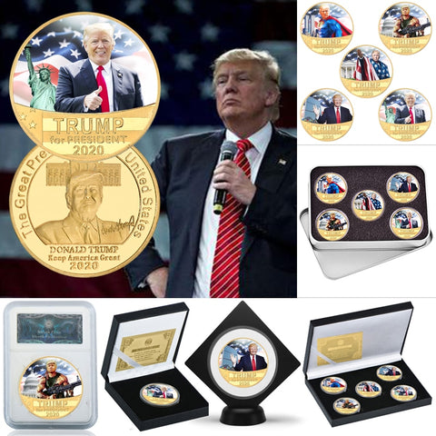 WR Donald Trump 2020 Gold Plated Coin Collectibles with Coin Holder USA President Original Coin Set Gifts for Man Dropshipping