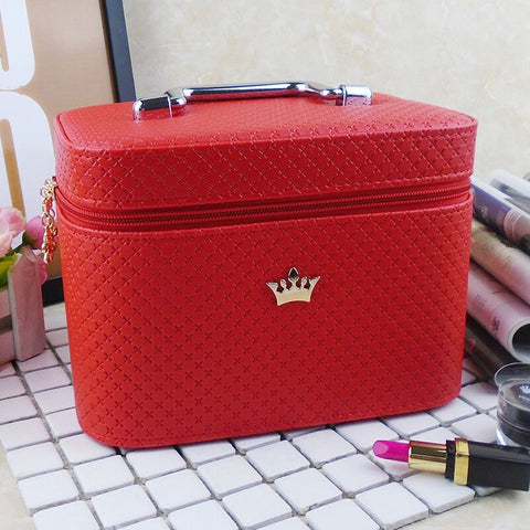 Women noble Crown big Capacity Professional Makeup Case Organizer High Quality Cosmetic Bag Portable Brush Storage box Suitcase
