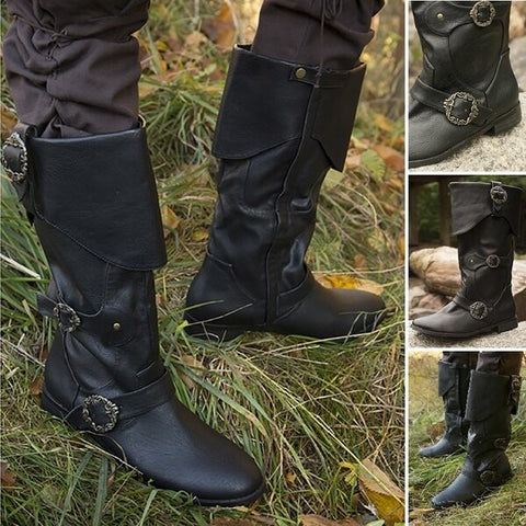 Men's Medieval PU Leather Shoe Middle Ages Ankle Boots Victorian Renaissance Boot Shoes