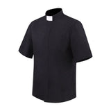 Priest Shirt Pastor Men Clergy Stand-up Tab Collar Catholic Church Minister Preacher Short Long Sleeve Tops Roman Blouse S-5XL