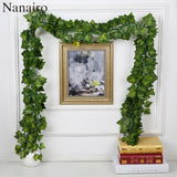 1.8M 3 Style Artificial Plants Green Lvy Leaves Artificial Grape Vine Fake Leaves Wedding Decoration DIY Garden Craft Flowers