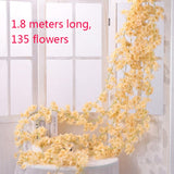1.8M Artificial Cherry Blossom Flowers Wedding Garland Ivy Decoration Fake Silk Flowers Vine for Party Arch Home Decor String