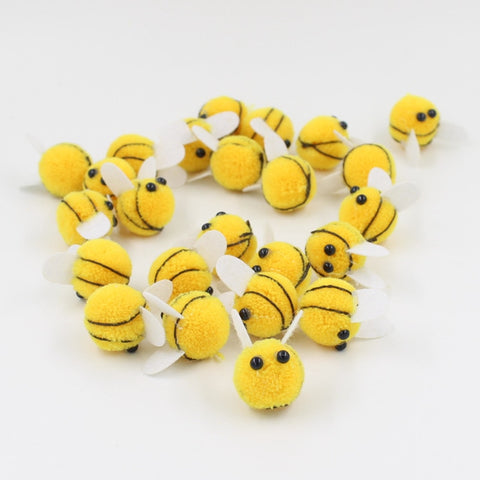 10 unids/lote pompón 20mm amarillo abeja lentejuelas mullida felpa artesanía manualidades Pompones bola de pelos casa decoración suministros de costura