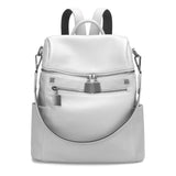 100% Genuine Leather White Silver Women's Backpacks Designer Fir Layer Cow Leather Female White Silver Backpack Cowhide Bags