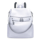 100% Genuine Leather White Silver Women's Backpacks Designer Fir Layer Cow Leather Female White Silver Backpack Cowhide Bags