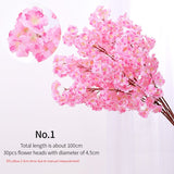 100cm Fake Cherry Blossom Flore Branches Silk Flower Tree Plants Artificial Flowers Wedding Backdrop Wall Party Home Decoration