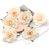 100pcs White Rose Artificial Silk Flower Heads Decorative Scrapbooking For Home Wedding Birthday Decoration Fake Rose Flowers