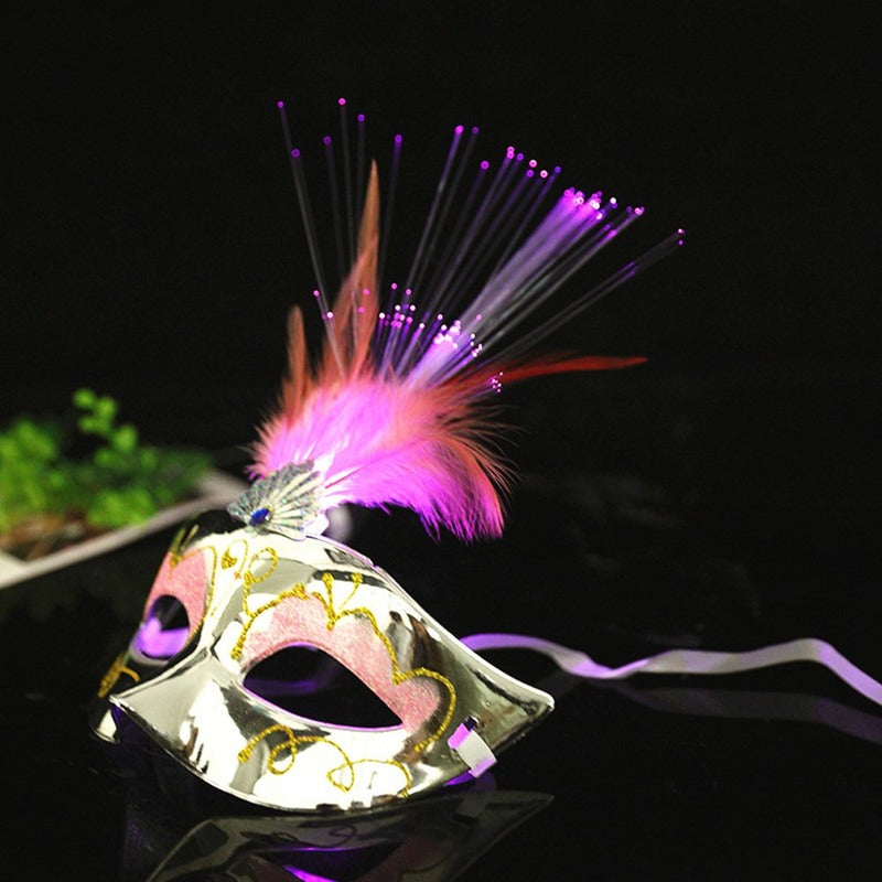 10pcs  LED Glow Flashing Light Up Feather Masquerades Venetian Masks Costumes Birthday Wedding Party Sexy Costume Ball Festival