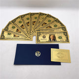 10pcs Trump 24K Gold Plated banknotes US Dollar fake money Donald trump souvenir cards business gift travel collection