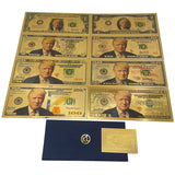 10pcs Trump 24K Gold Plated banknotes US Dollar fake money Donald trump souvenir cards business gift travel collection