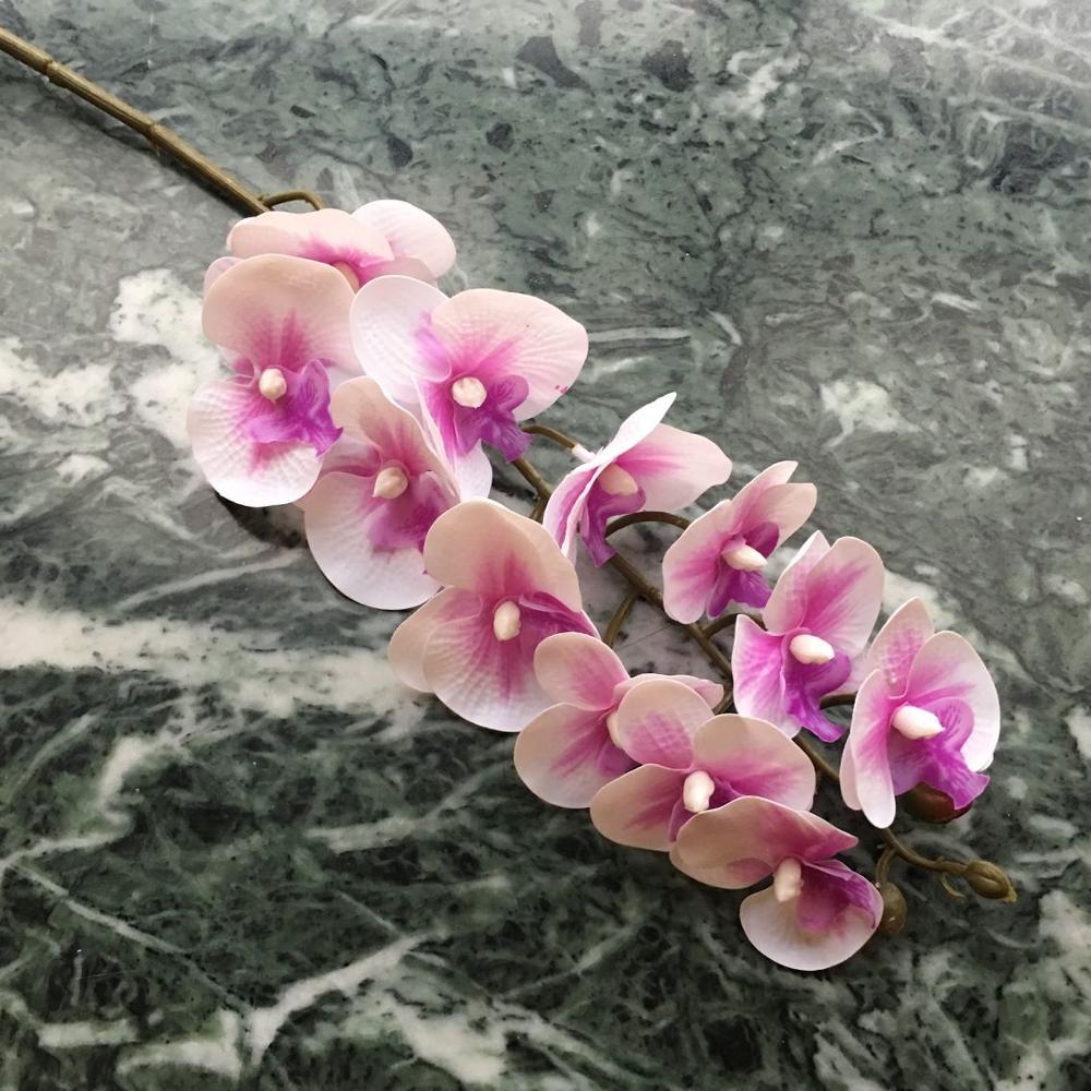 12 Heads 57cm mini artificial flower Phalaenopsis latex silicon real touch mini orchid orchidee wedding  single pcs