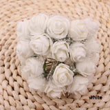 12Pcs/lot Artificial Craft Foam Rose Flowers Artificial Flowers bouquet For Wreaths DIY Wedding Scrapbooking Fake Rose Flower