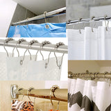 12pcs/Pack Stainless Steel Curtain Hooks Bath Curtain Rollerball Shower Curtain Rings Hooks 5 Rollers Polished Satin Nickel Ball