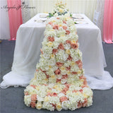 150cm custom party wedding decor table runner trailing paving road lead artificial flower row wall rose hydrangea peony carpet