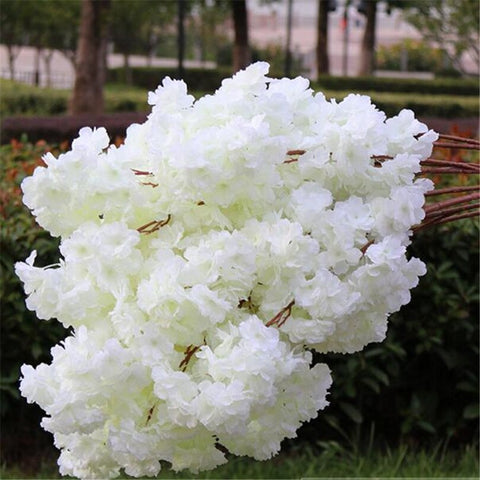18 Uds. Artificial de flor de cerezo de Rama, tallo de flor de Sakura falsa, más cabezas de flores, 12 colores para decoración de árbol de Sakura de boda