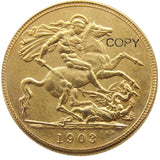 (1902-1910) 9PCS Dates For Chose KING EDWARD VII MATT PROOF GOLD PLATED 1 SOVEREIGN (1LSD) COPY COINS