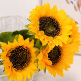 1Big Head Beautiful Yellow Sunflower Bouquet Silk Flower  Artificial Flower DIY Home Garden Party Wedding Decoration