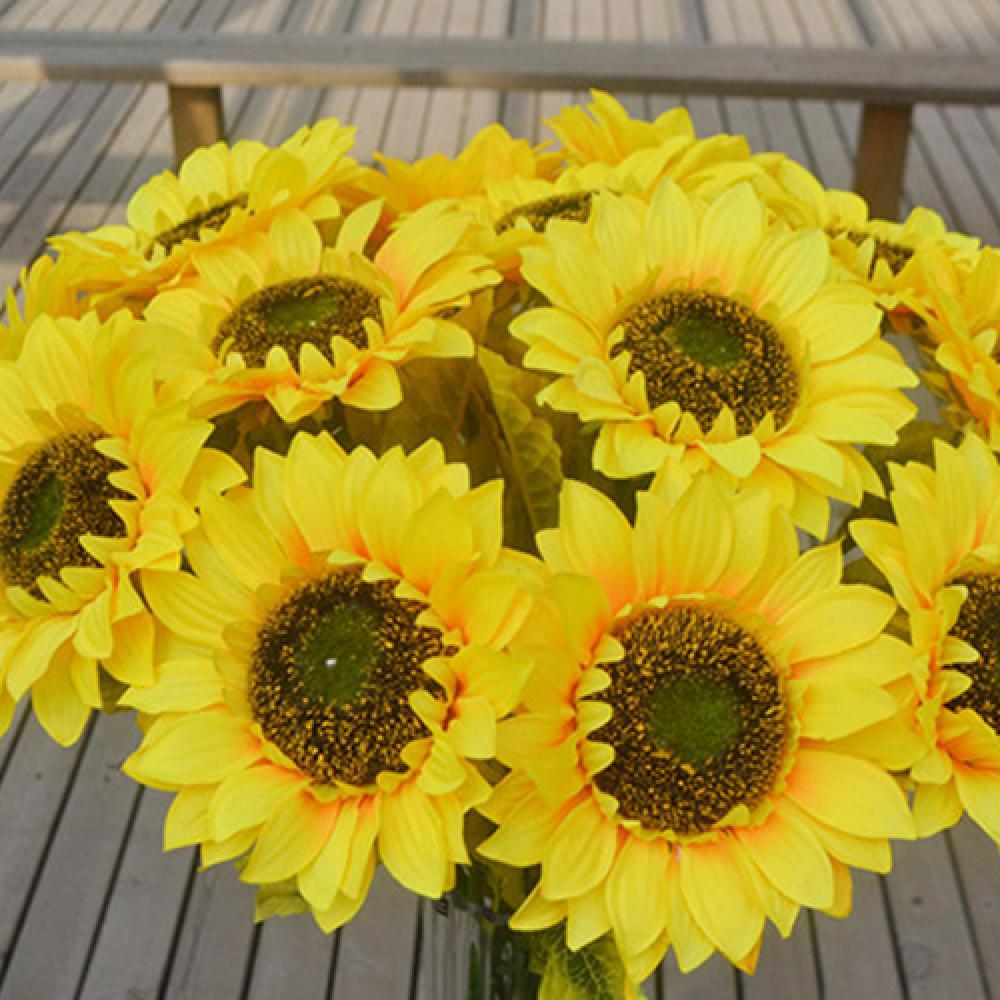 1Pc Home Garden Fence Decoration Fake Flower Vivid Big Artificial Sunflower