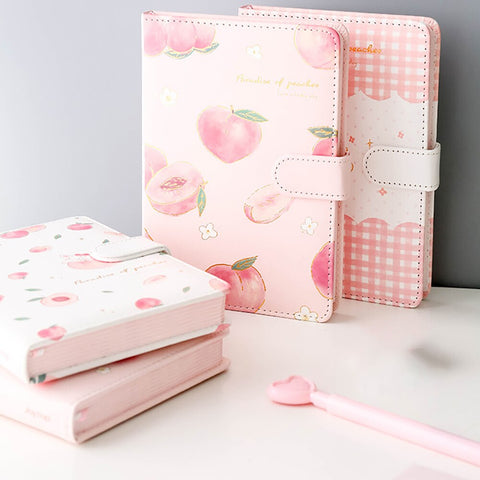 1pc Pink Peach Notepad Weekly Daily Schedule Planner Book Diary Cute Color Page Magnetic Button 2021 2022 Notebook Stationery