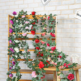 1pcs artificial rose vine 16 brick stone rose rattan bedroom dining room ceiling flower wall decoration vine diy Hotel, office