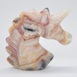 2&quot; Unicorn Statue Crazy Agate Natural Stone Carved Home Decoration Healing Crystal Reiki Figurine Spiritual Gemstone Omament