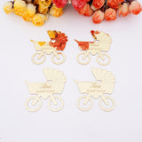20 pieces Cute Baby Carriage Shape Carving Name Date of Birth Acrylic Mirror Stickers Private Custom Kid's Gift Craft 6*6.4cm