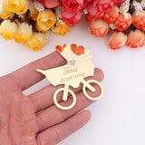 20 pieces Cute Baby Carriage Shape Carving Name Date of Birth Acrylic Mirror Stickers Private Custom Kid's Gift Craft 6*6.4cm