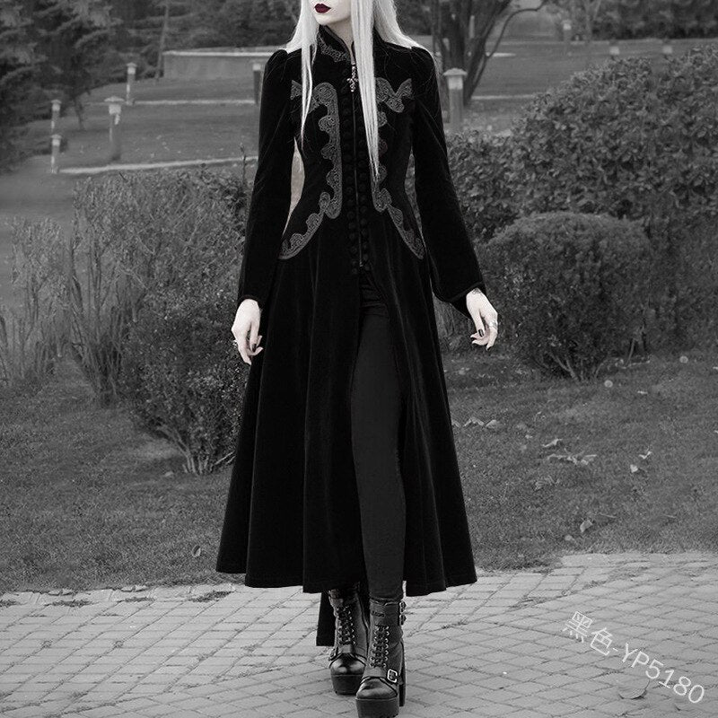 Renaissance Victorian Woman Jacket Medieval Steampunk Lace Coat Vintage Gothic Tuxedo Long Coat Halloween Costumes For Women