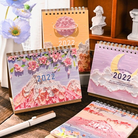 2022 Advent Calendar  High-value Ins Oil Painting Style Decoration Creative Retro Art Desktop Notepad Calendar Office Planner