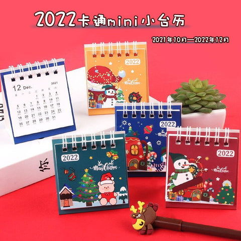 2022 Christmas Cartoon Small Desk Calendar Planner Student Mini Desktop Entrance Examination Countdown Shredded Timing Plan Book