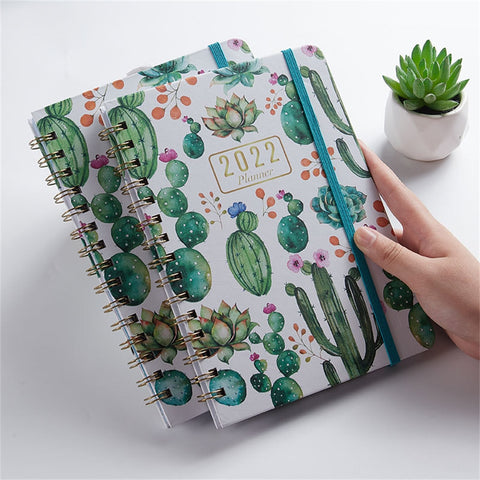 2022 English schedule book a5 coil day plan notebook Habit Version Supplies Goals Stationery Notebook School Office Planner