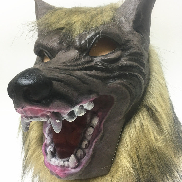 2022 Halloween Latex Rubber Wolf Head Hair Mask Werewolf Gloves Costume Party Scary Props Holiday Decoration Festival Gifts