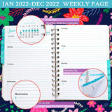 2022 Weekly & Monthly Academic Planner, A5 Daily Planner Spiral Notebook, 8.5" x 6.1",Hardcover with Thick Paper, Holidays, Tabs