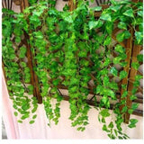 230cm / 7.5 ft Long Artificial Plants Green Ivy Leaves Artificial Grape Vine Fake Foliage Leaves Home Wedding Decoration