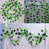 230cm / 7.5 ft Long Artificial Plants Green Ivy Leaves Artificial Grape Vine Fake Foliage Leaves Home Wedding Decoration