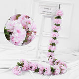 230cm Cherry Blossom Vine Flower Artificial Silk Arch Wedding Party Supplies Garland Rattan Wall Hanging Garland Wreath Decor