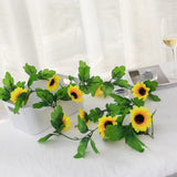 230cm Silk Artificial Flowers Sunflowers Ivy Vine Plastic Fake Flowers for Home Decoration Summer Rattan String Hanging Leaves