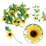 240cm Artificial Flowers Fake Silk Sunflower Ivy Vine with Green Leaves Hanging Garland Home Garden Fences Party Decorations
