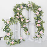 2M Artificial Flowers Rose Ivy Vine Wedding Decor Real Touch Silk Flower Garland String With Leaves For Home Hanging Decor