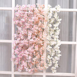 2PCS Artificial Sakura Garland Fake Silk Flower Hanging Vine Sakura Party Wedding Arch Home Decoration