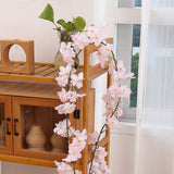2PCS Artificial Sakura Garland Fake Silk Flower Hanging Vine Sakura Party Wedding Arch Home Decoration